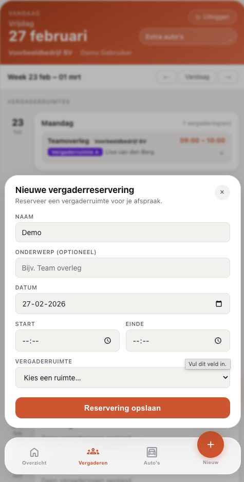 Reservax notificaties